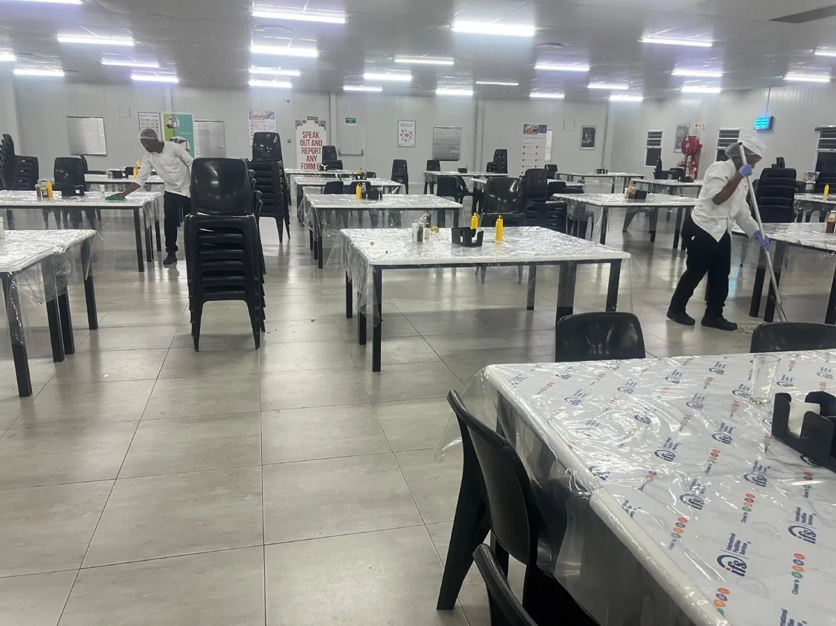 A staff canteen, a high-throughput environment that needs verified disinfection